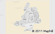 Classic Style 3D Map of Mian Xian, single color outside