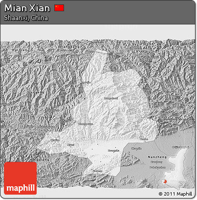 Gray 3D Map of Mian Xian