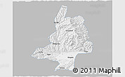 Gray 3D Map of Mian Xian, single color outside