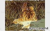 Physical 3D Map of Mian Xian, darken