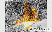 Physical 3D Map of Mian Xian, desaturated