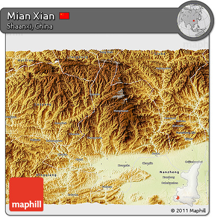 Physical 3D Map of Mian Xian