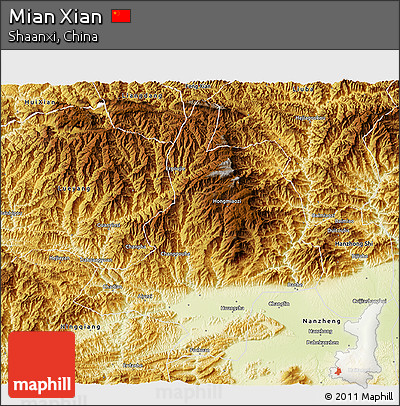 Physical 3D Map of Mian Xian