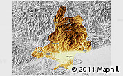 Physical 3D Map of Mian Xian, lighten, desaturated