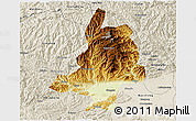 Physical 3D Map of Mian Xian, shaded relief outside