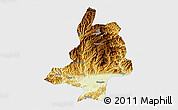 Physical 3D Map of Mian Xian, single color outside