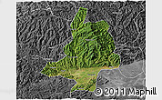 Satellite 3D Map of Mian Xian, desaturated