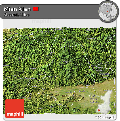 Satellite 3D Map of Mian Xian