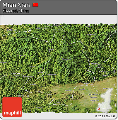 Satellite 3D Map of Mian Xian