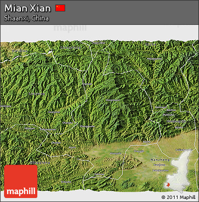 Satellite 3D Map of Mian Xian