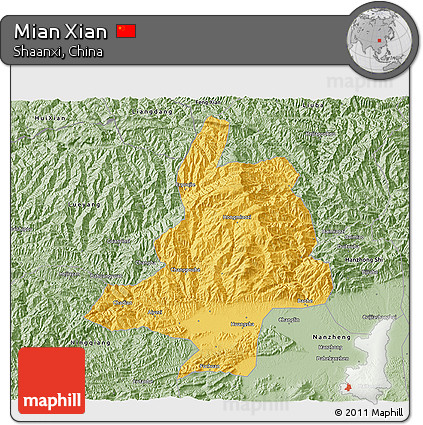 Savanna Style 3D Map of Mian Xian
