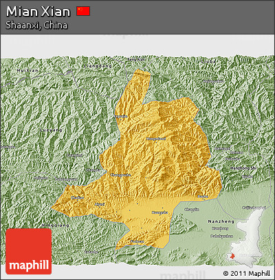 Savanna Style 3D Map of Mian Xian