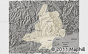 Shaded Relief 3D Map of Mian Xian, darken, semi-desaturated