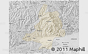 Shaded Relief 3D Map of Mian Xian, desaturated