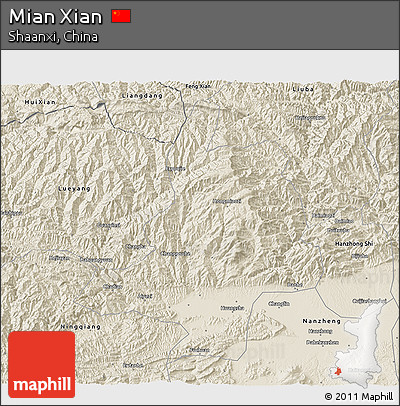 Shaded Relief 3D Map of Mian Xian
