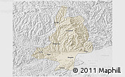 Shaded Relief 3D Map of Mian Xian, lighten, desaturated