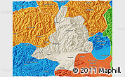 Shaded Relief 3D Map of Mian Xian, political outside
