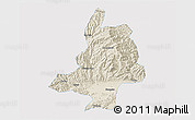 Shaded Relief 3D Map of Mian Xian, single color outside