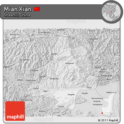 Silver Style 3D Map of Mian Xian