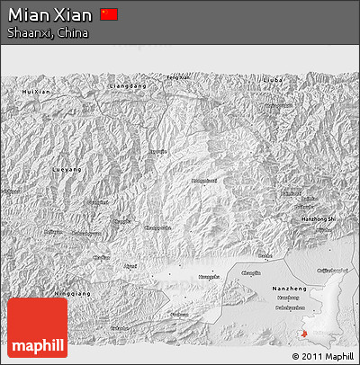 Silver Style 3D Map of Mian Xian