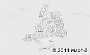 Silver Style 3D Map of Mian Xian, single color outside