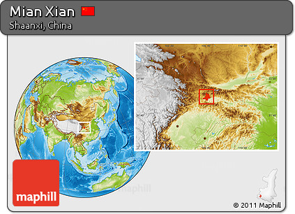 Physical Location Map of Mian Xian