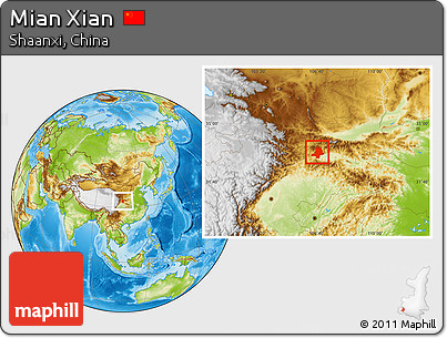 Physical Location Map of Mian Xian