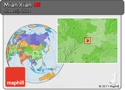 Political Location Map of Mian Xian