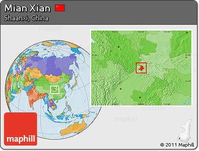 Political Location Map of Mian Xian