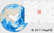 Shaded Relief Location Map of Mian Xian, highlighted country