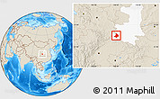 Shaded Relief Location Map of Mian Xian, highlighted parent region