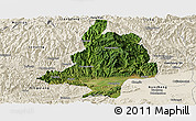 Satellite Panoramic Map of Mian Xian, shaded relief outside