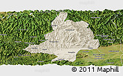 Shaded Relief Panoramic Map of Mian Xian, satellite outside