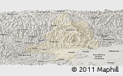 Shaded Relief Panoramic Map of Mian Xian, semi-desaturated