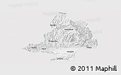 Silver Style Panoramic Map of Mian Xian, single color outside