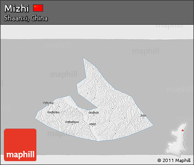 Gray 3D Map of Mizhi, single color outside