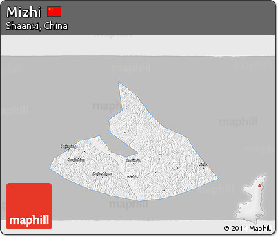 Gray 3D Map of Mizhi, single color outside