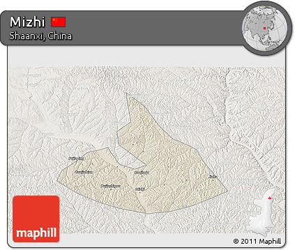 Shaded Relief 3D Map of Mizhi, lighten