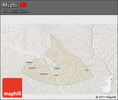 Shaded Relief 3D Map of Mizhi, lighten