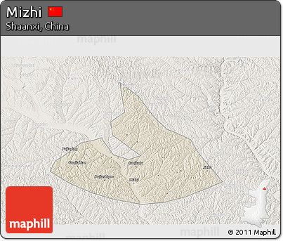 Shaded Relief 3D Map of Mizhi, lighten