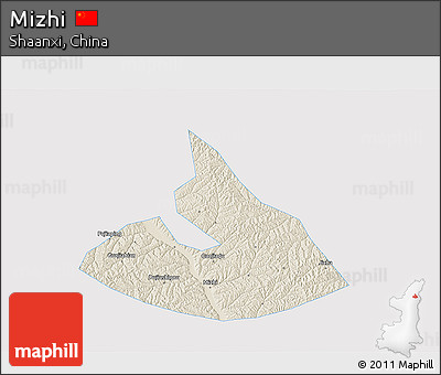 Shaded Relief 3D Map of Mizhi, single color outside