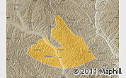 Physical Map of Mizhi, semi-desaturated