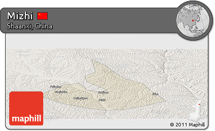 Shaded Relief Panoramic Map of Mizhi, lighten