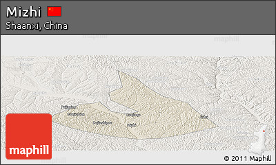 Shaded Relief Panoramic Map of Mizhi, lighten