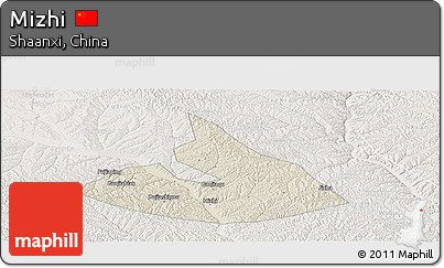Shaded Relief Panoramic Map of Mizhi, lighten