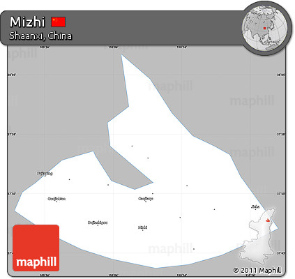 Gray Simple Map of Mizhi, single color outside