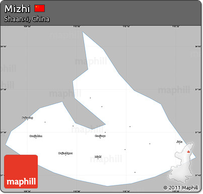 Gray Simple Map of Mizhi, single color outside