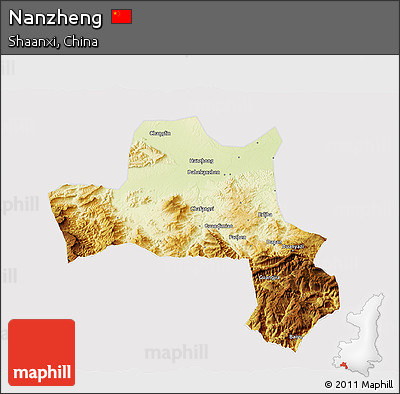 Physical 3D Map of Nanzheng, cropped outside