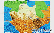 Physical 3D Map of Nanzheng, political outside
