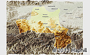 Physical 3D Map of Nanzheng, semi-desaturated